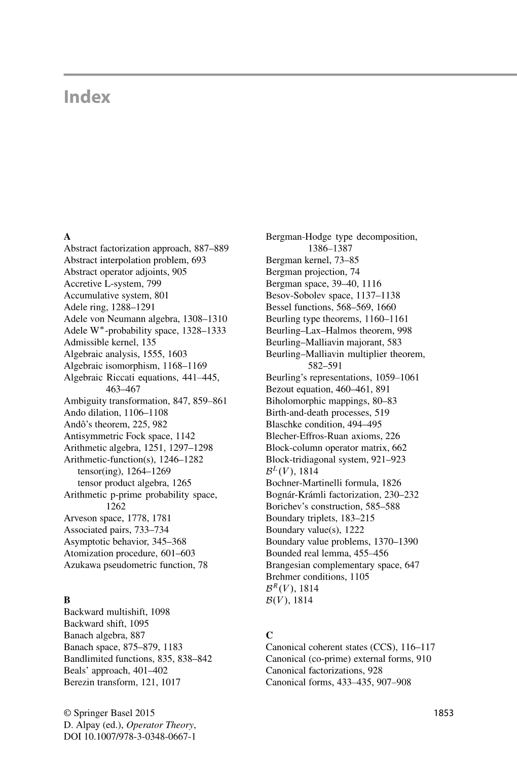 A Abstract Factorization Approach, 887–889 Abstract Interpolation