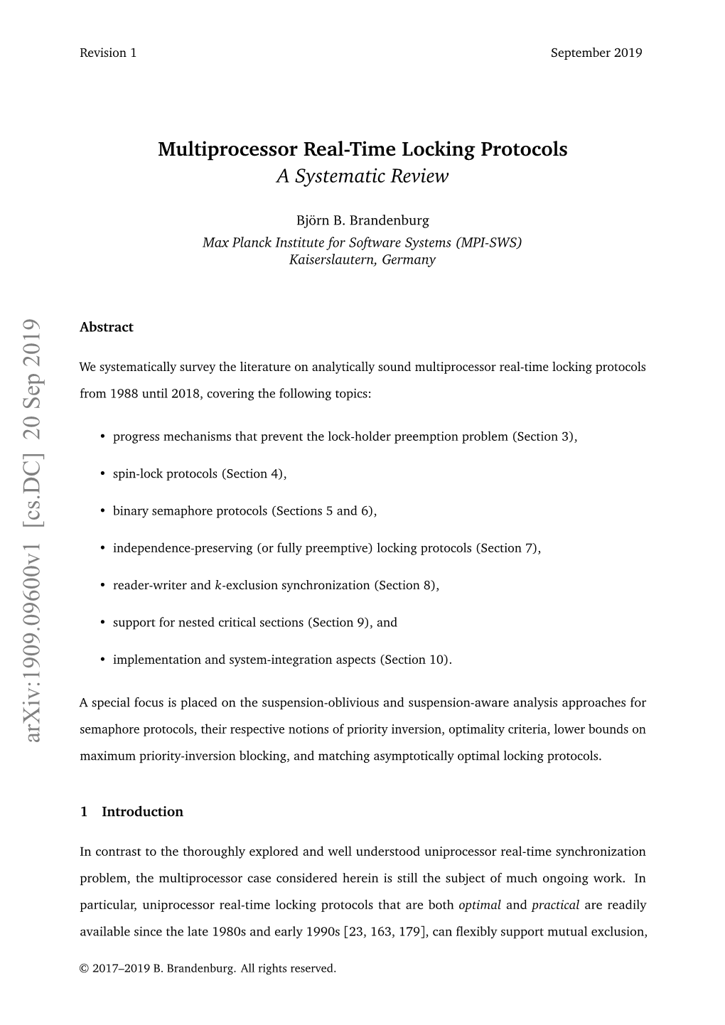 Multiprocessor Real-Time Locking Protocols: a Systematic Review