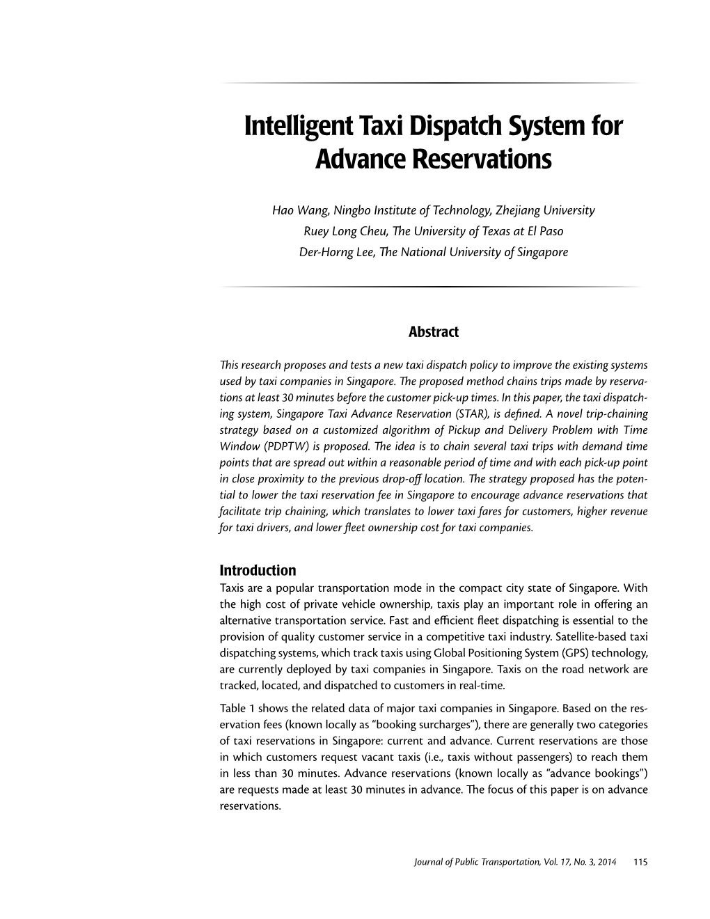 Intelligent Taxi Dispatch System for Advance Reservations