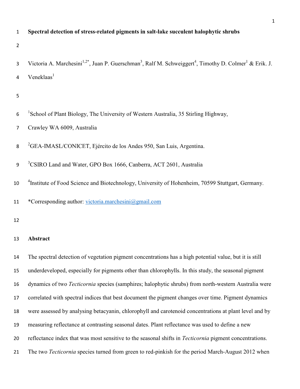 Marchesini Et Al 2016, Spectral Detection of Stress-Related Pigments