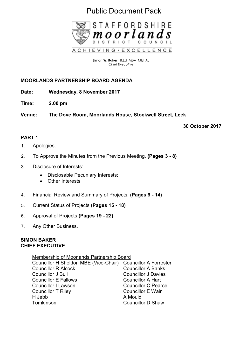(Public Pack)Agenda Document for Moorlands Partnership Board, 08