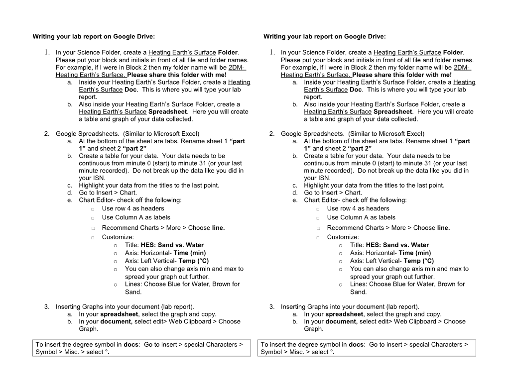 Writing Your Lab Report on Google Drive