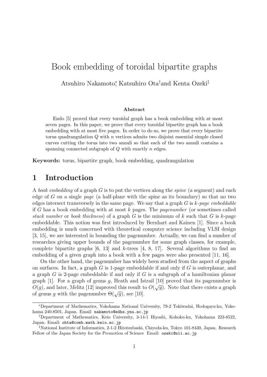 Book Embedding of Toroidal Bipartite Graphs