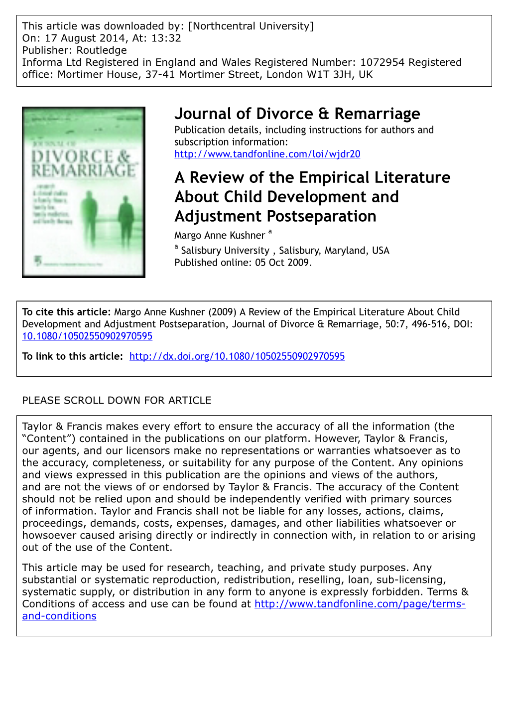 Download PDF: "Articles on Child Development and Custody"