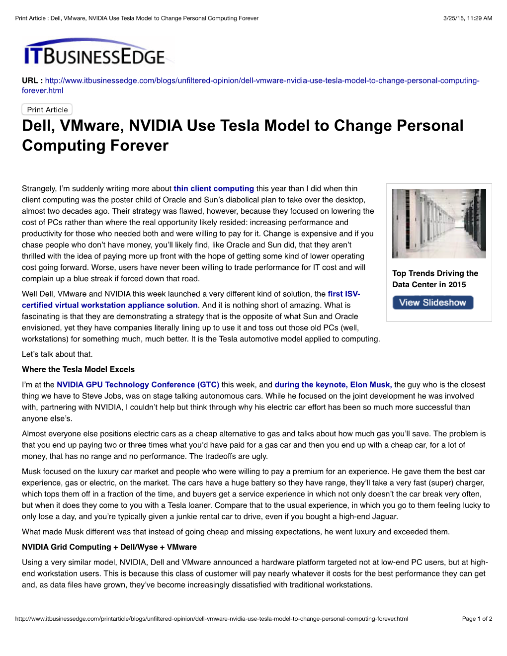 Dell, Vmware, NVIDIA Use Tesla Model to Change Personal Computing Forever 3/25/15, 11:29 AM