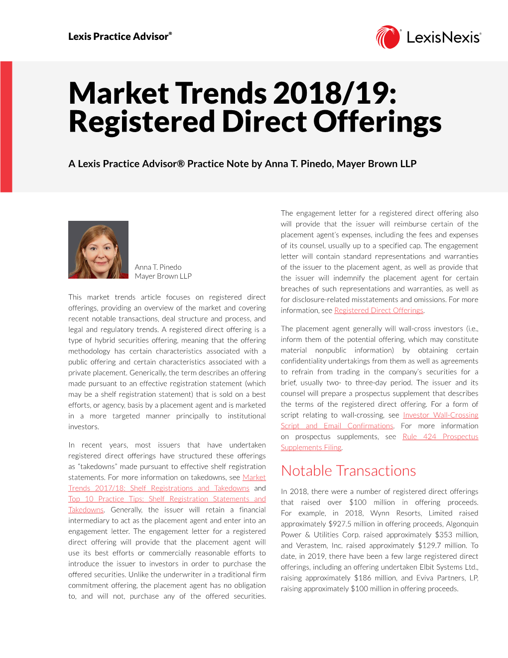 Market Trends 2018/19: Registered Direct Offerings