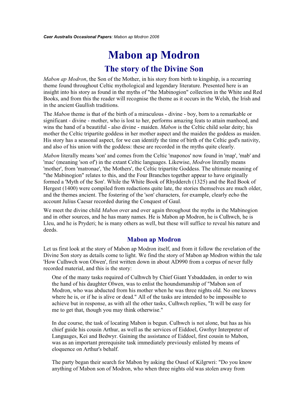 Mabon Ap Modron 2006