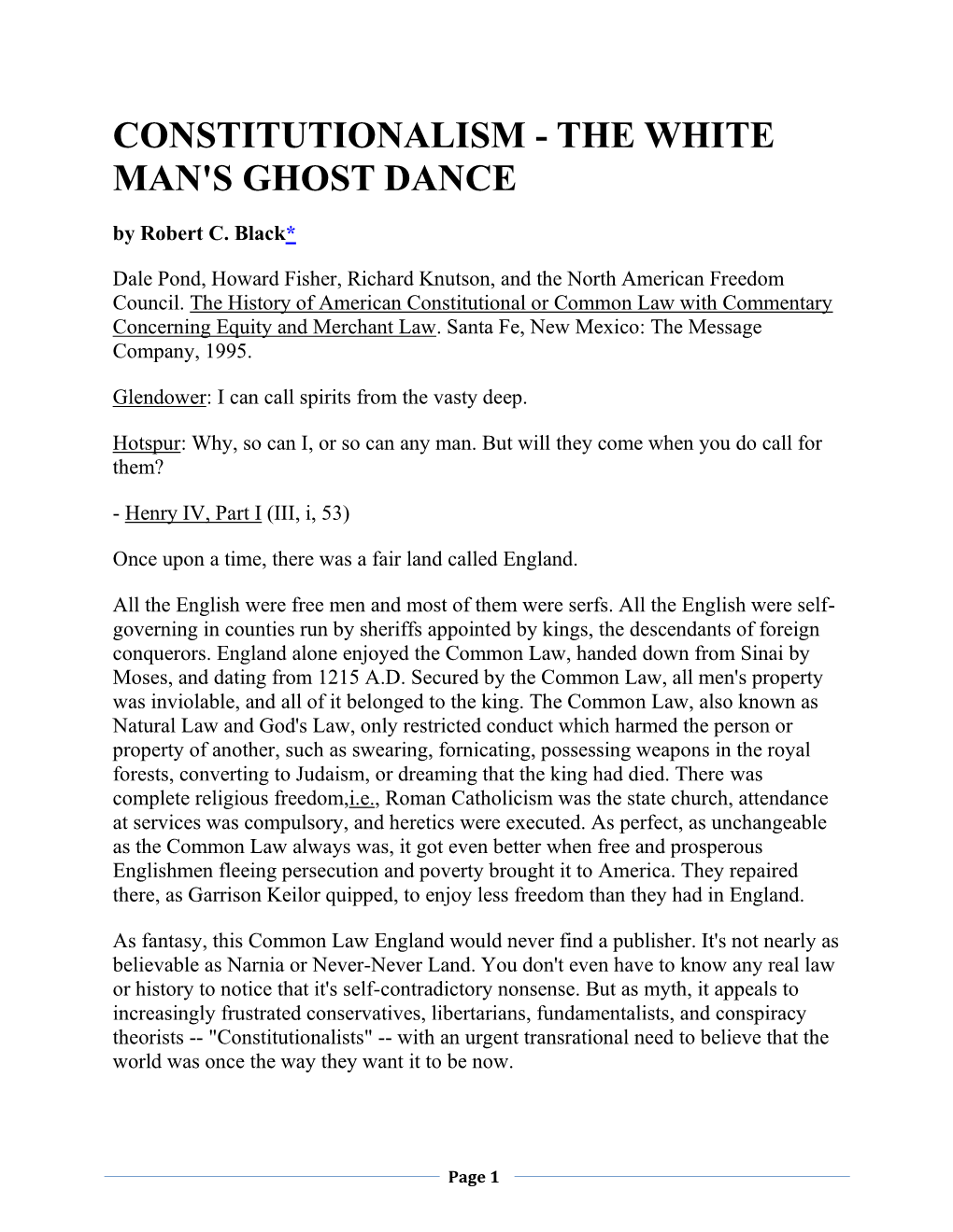 THE WHITE MAN's GHOST DANCE by Robert C