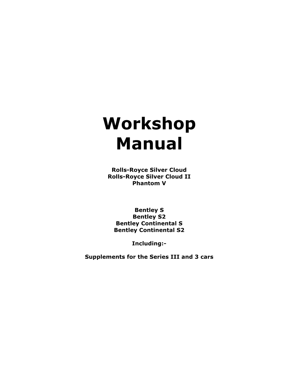 Workshop Manual