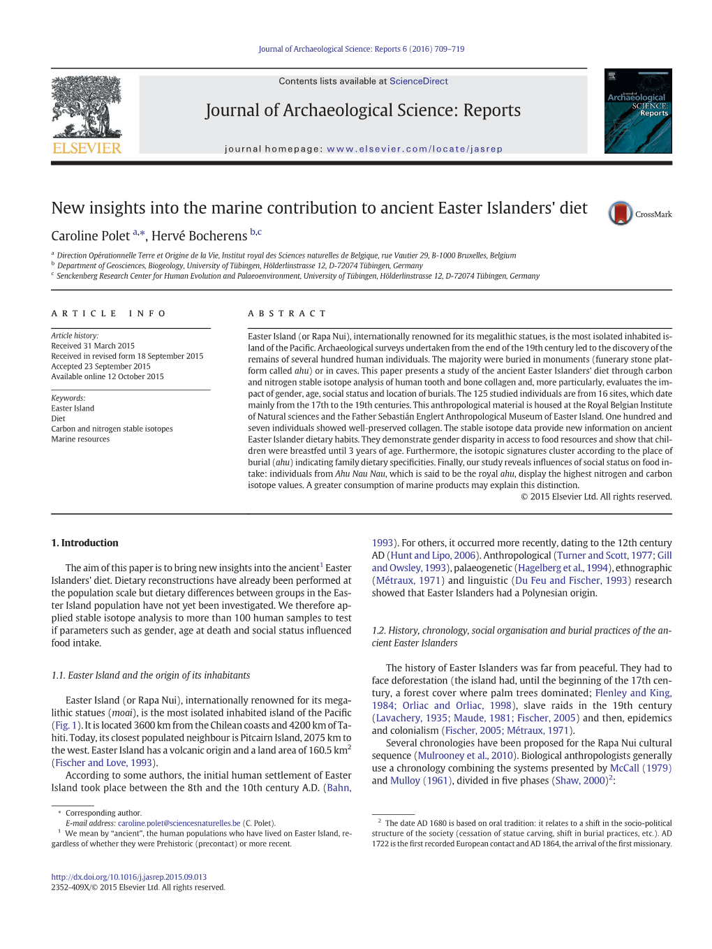 New Insights Into the Marine Contribution to Ancient Easter Islanders' Diet