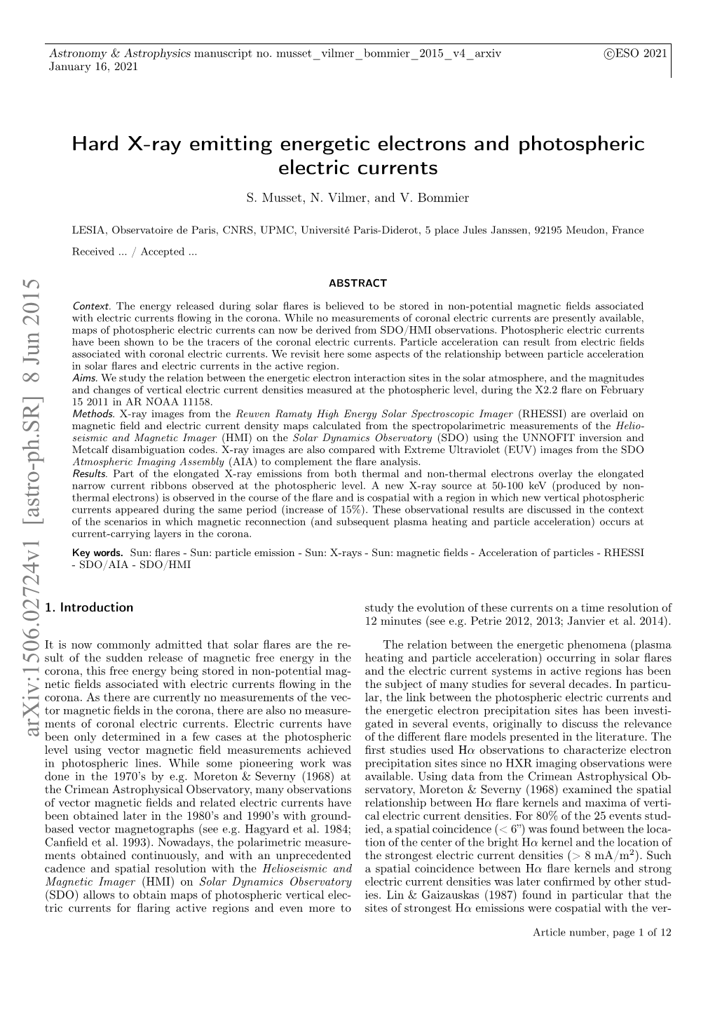 Hard X-Ray Emitting Energetic Electrons and Photospheric Electric Currents