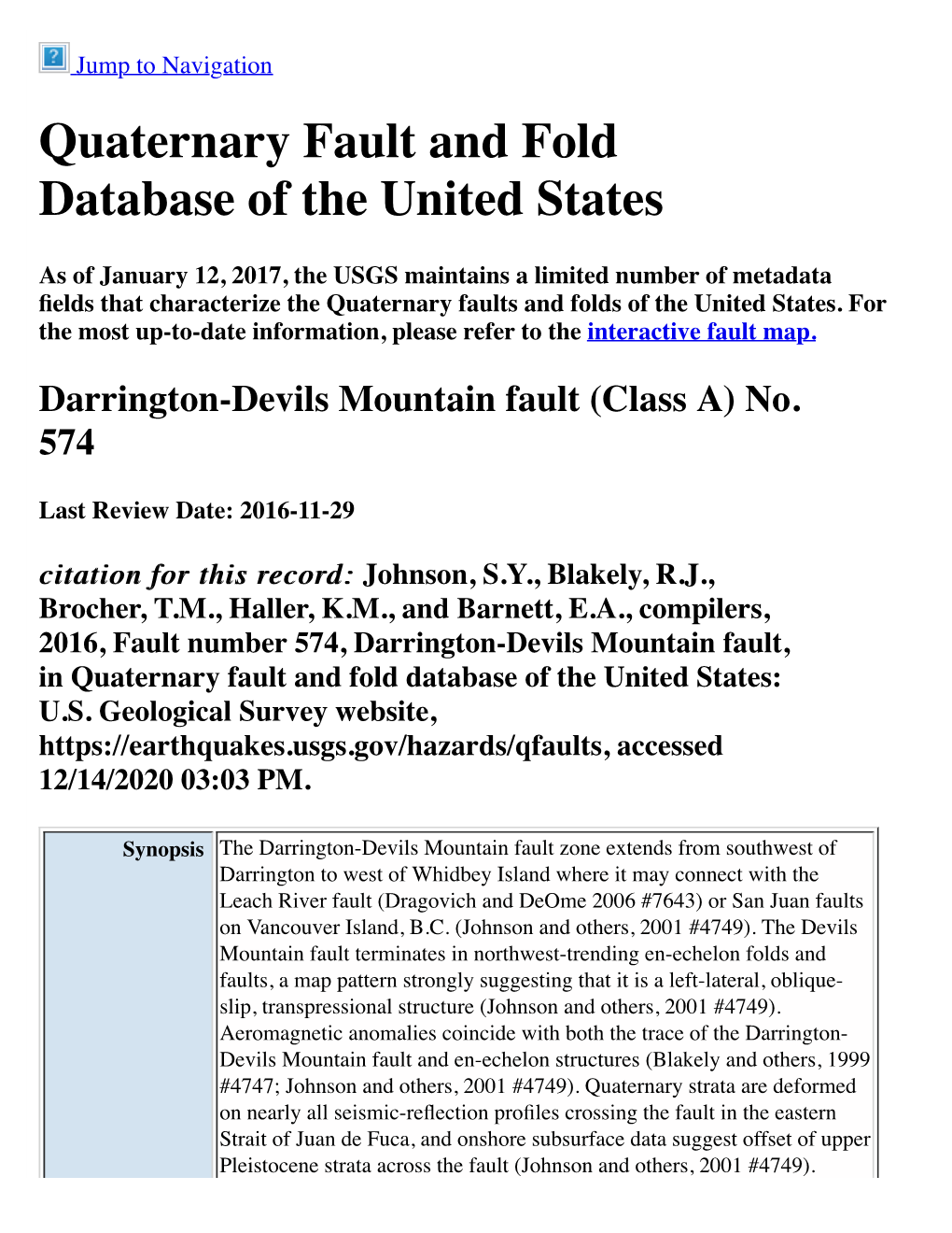 Quaternary Fault and Fold Database of the United States