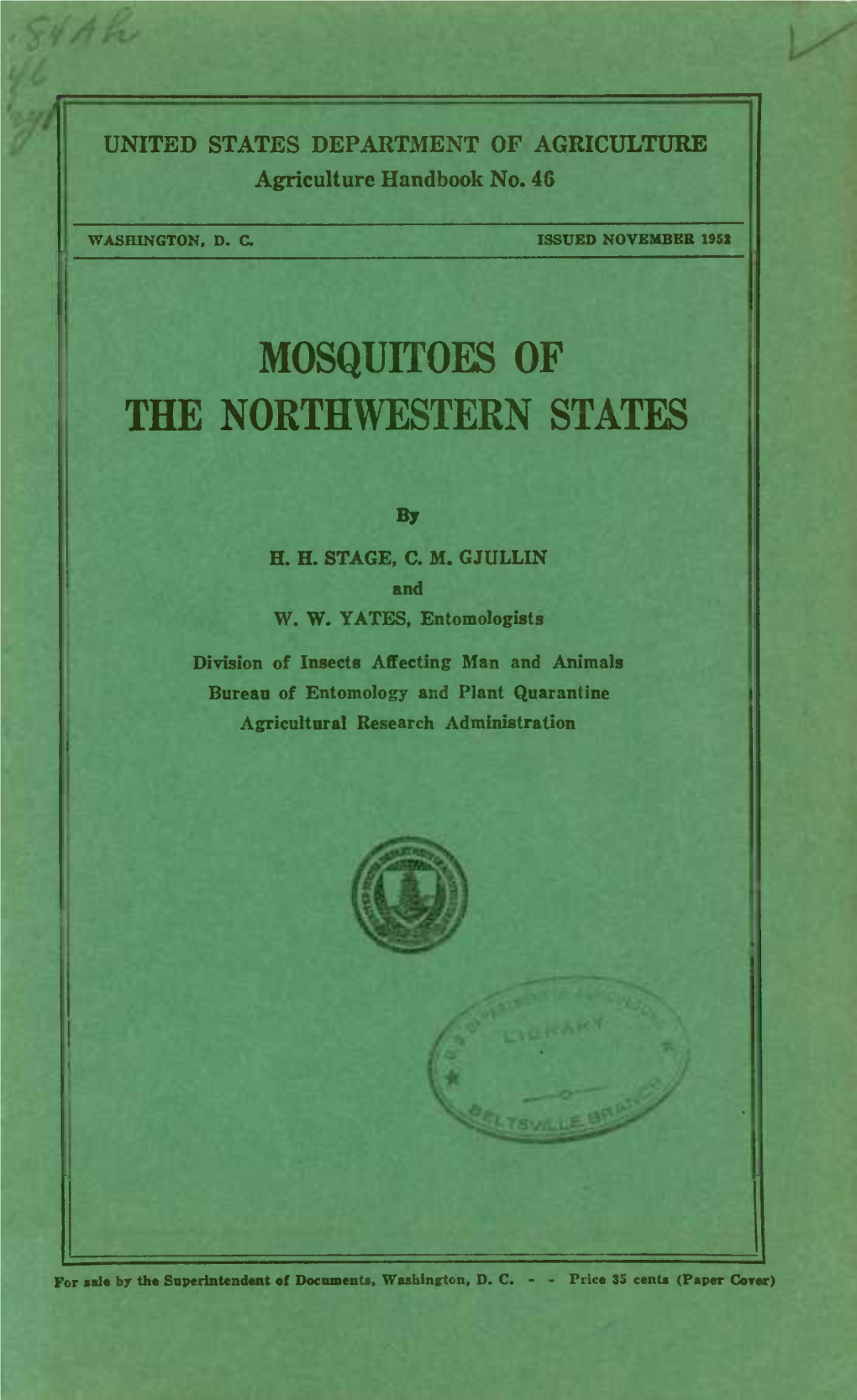 Mosquitoes of the Northwestern States