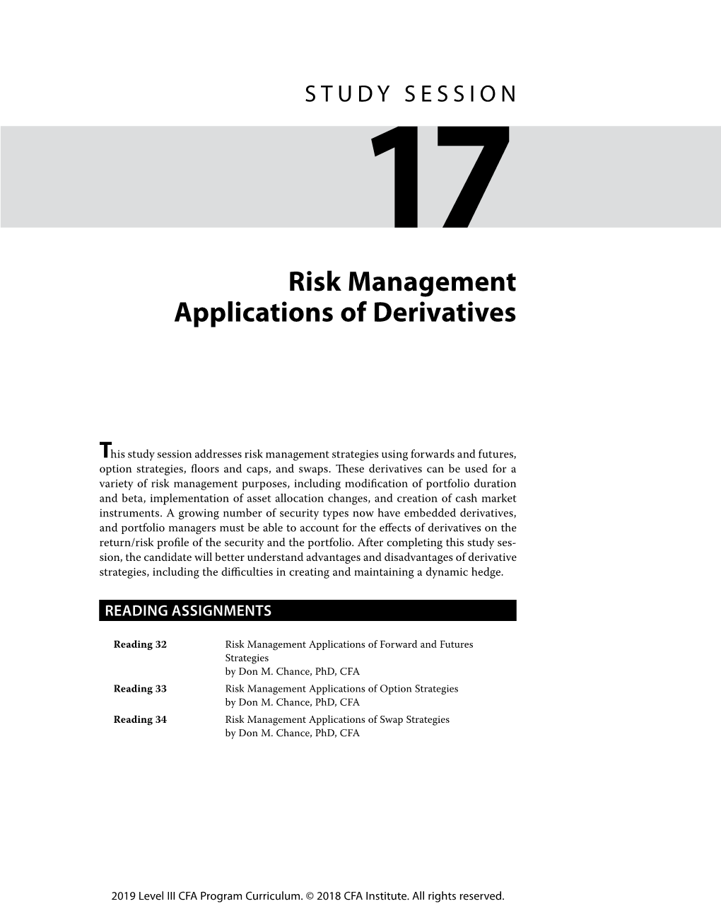 Risk Management Applications of Derivatives