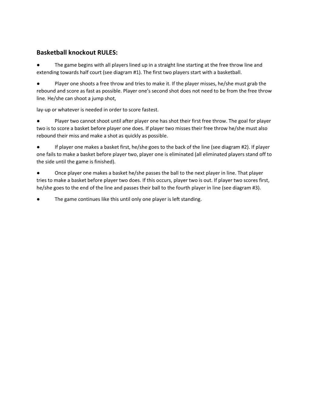 Basketball Knockout RULES