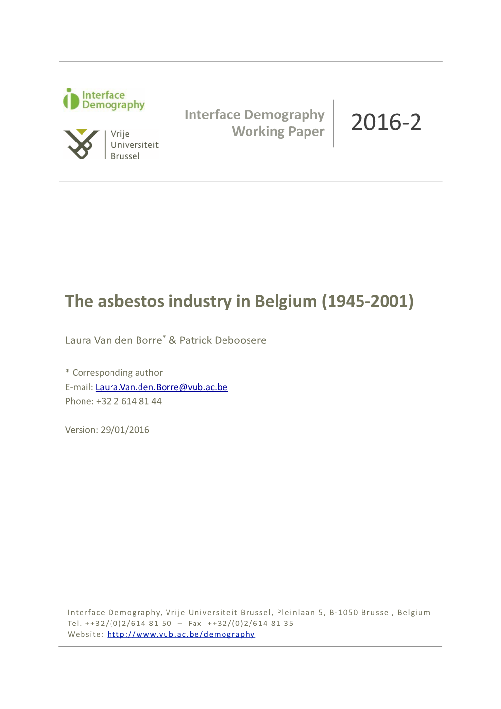 The Asbestos Industry in Belgium (1945-2001)