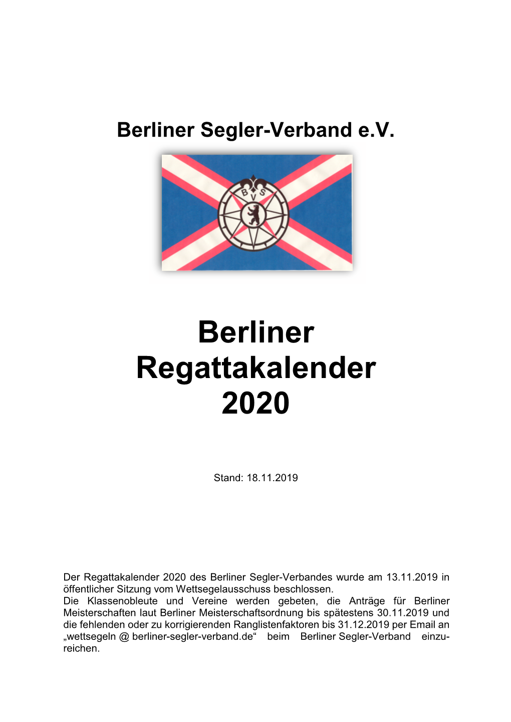 Berliner Regattakalender 2020