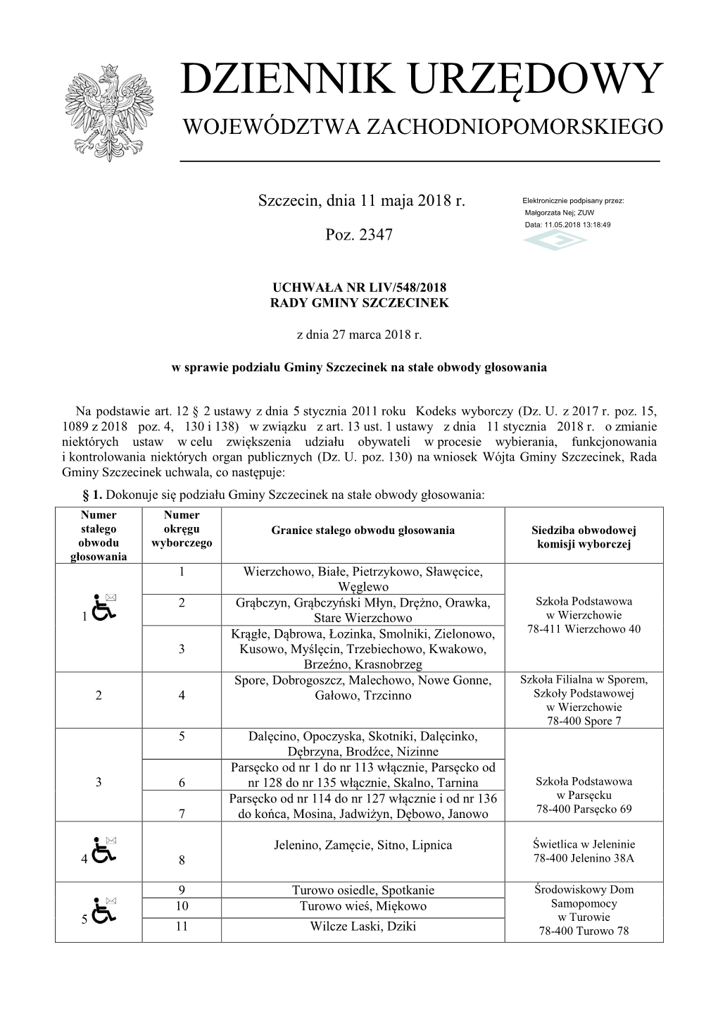 Uchwała Nr LIV/548/2018 Z Dnia 27 Marca 2018 R