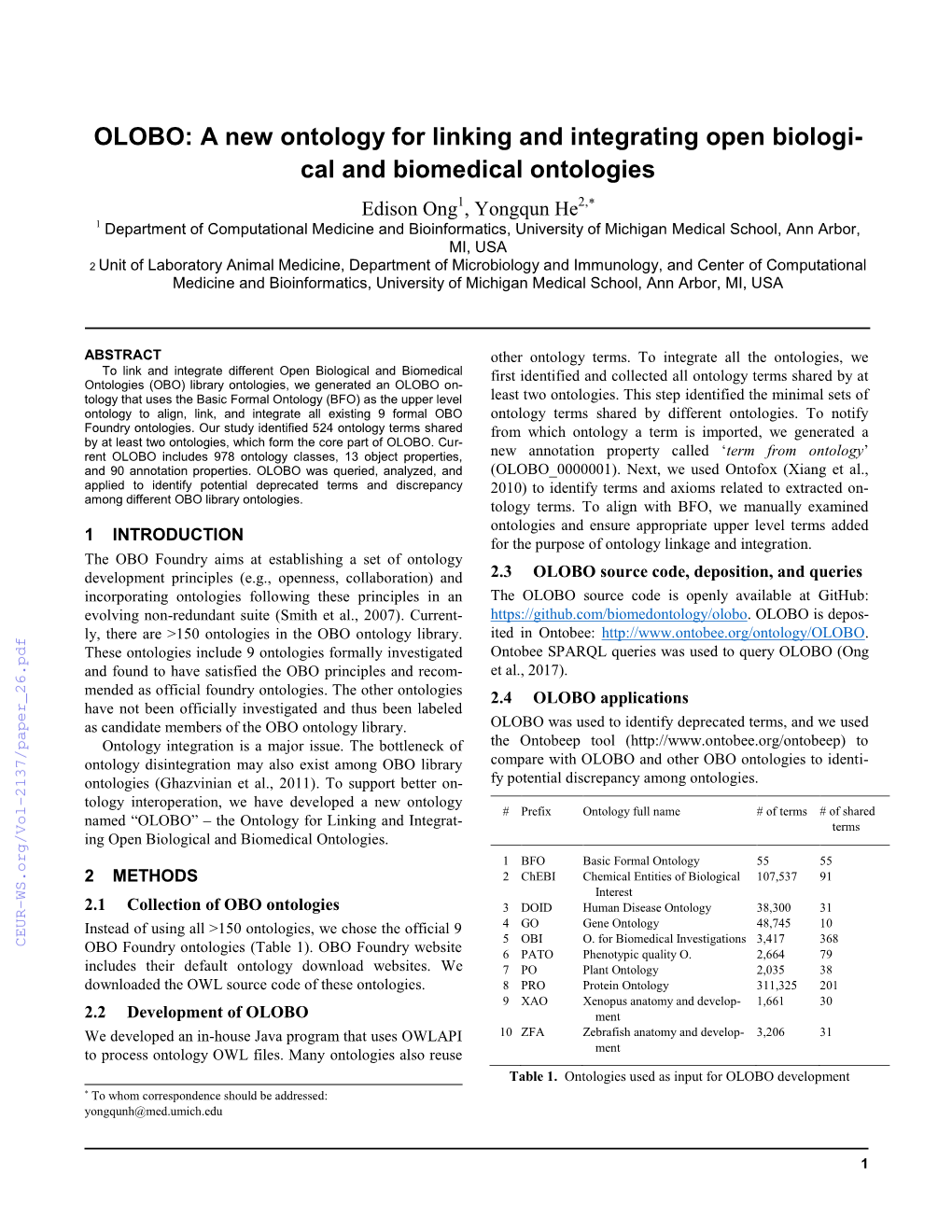 OLOBO: a New Ontology for Linking and Integrating Open Biological