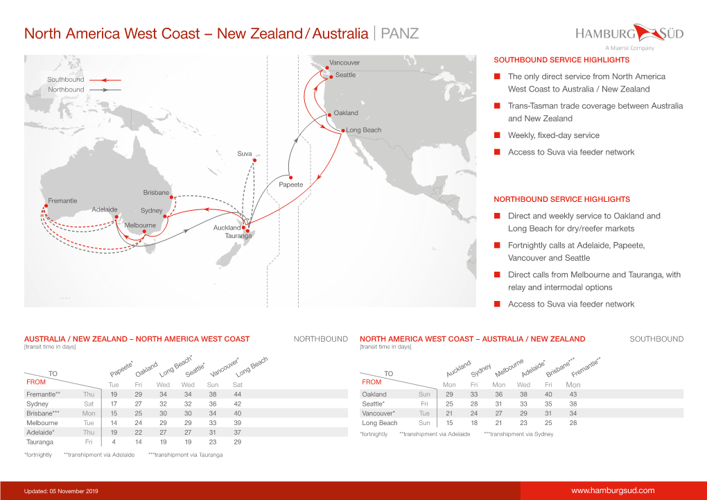 North America West Coast – New Zealand / Australia | PANZ