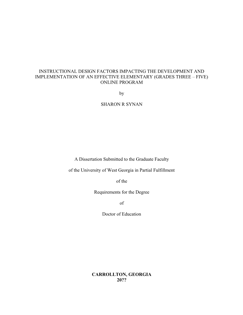 A Dissertation Submitted to the Graduate Faculty