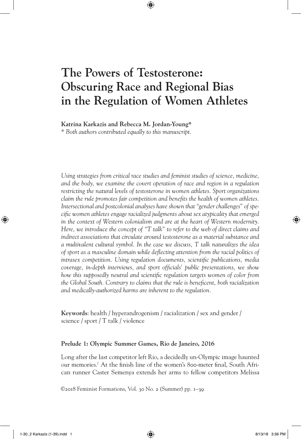 Obscuring Race and Regional Bias in the Regulation of Women Athletes