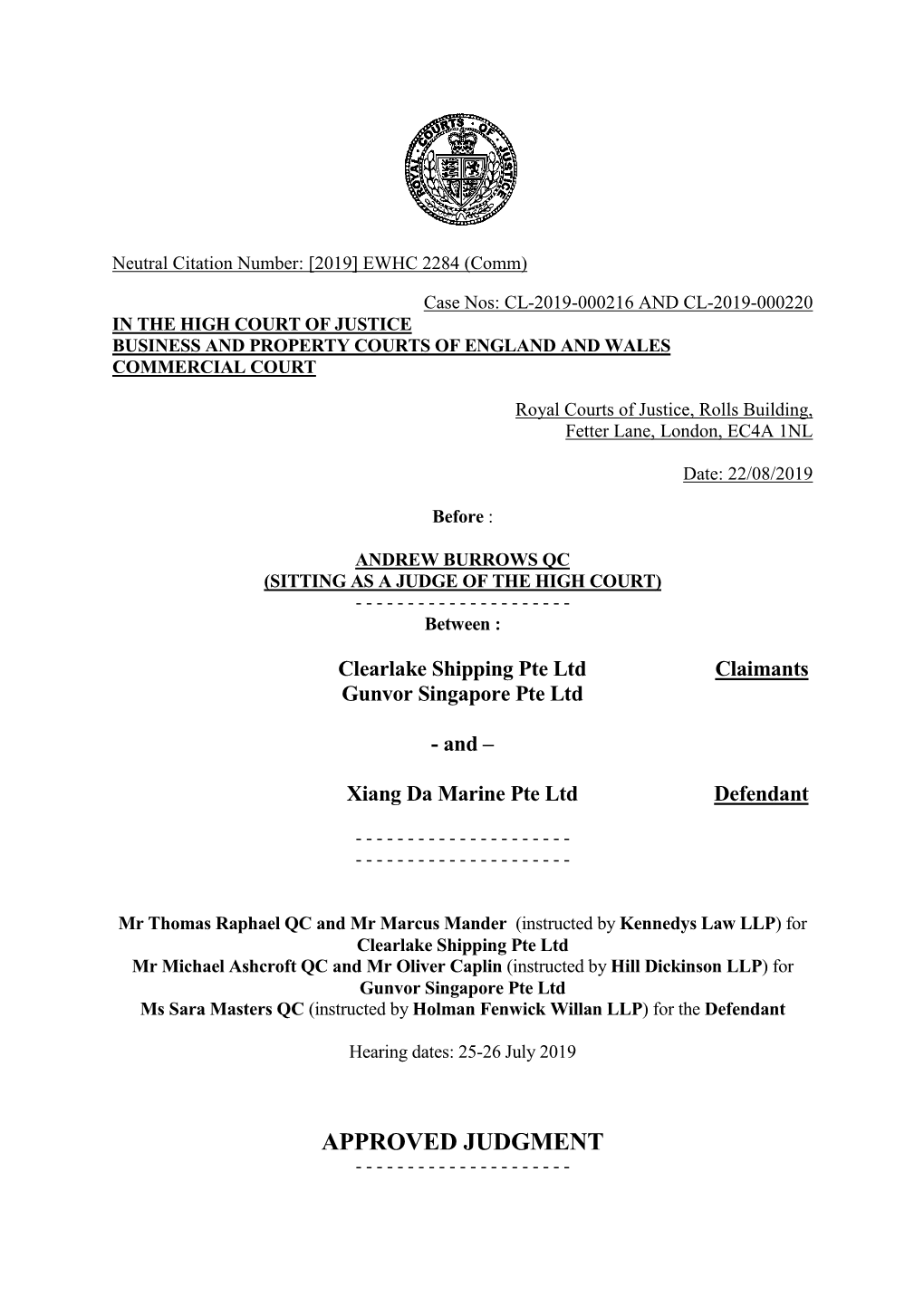 High Court Judgment Template