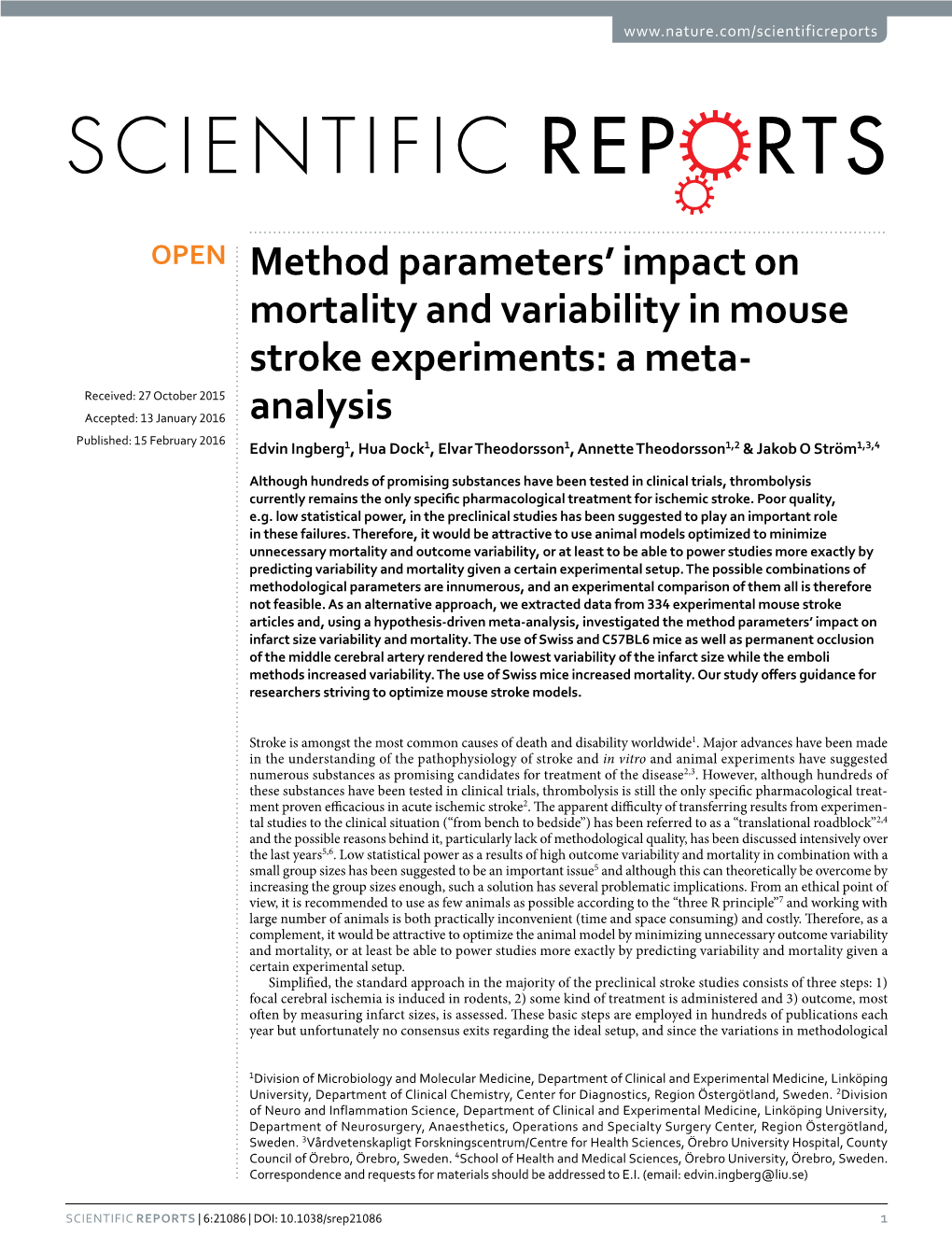 Method Parameters' Impact on Mortality and Variability in Mouse Stroke Experiments: a Meta-Analysis