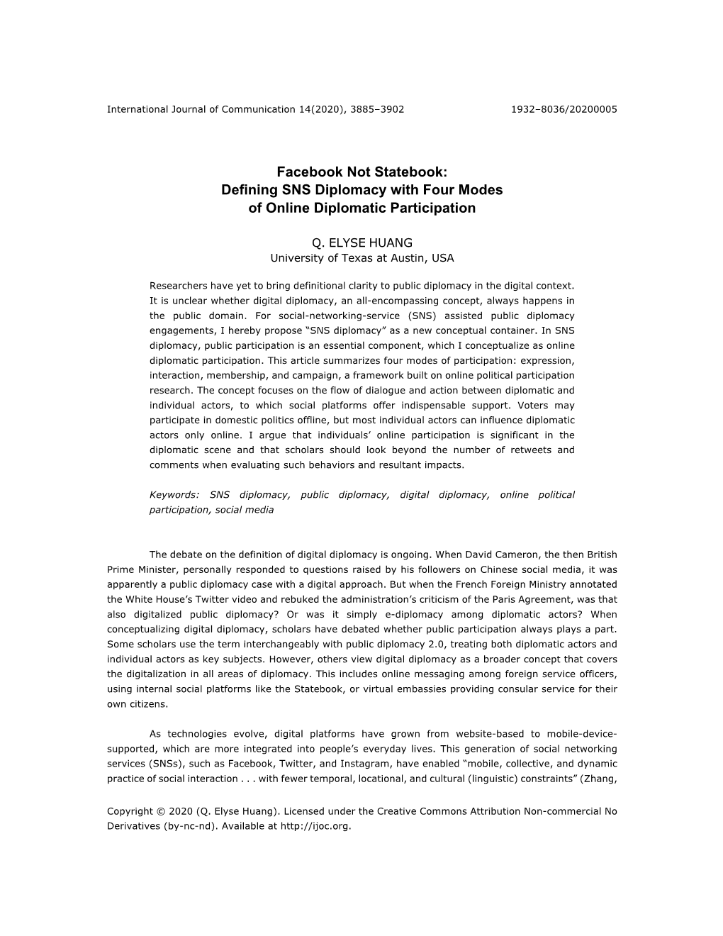 Defining SNS Diplomacy with Four Modes of Online Diplomatic Participation