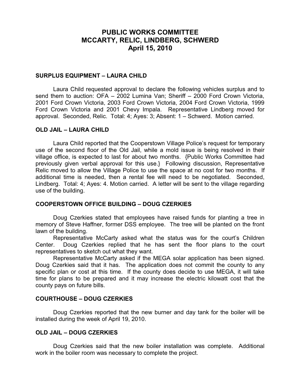 PUBLIC WORKS COMMITTEE Page 5