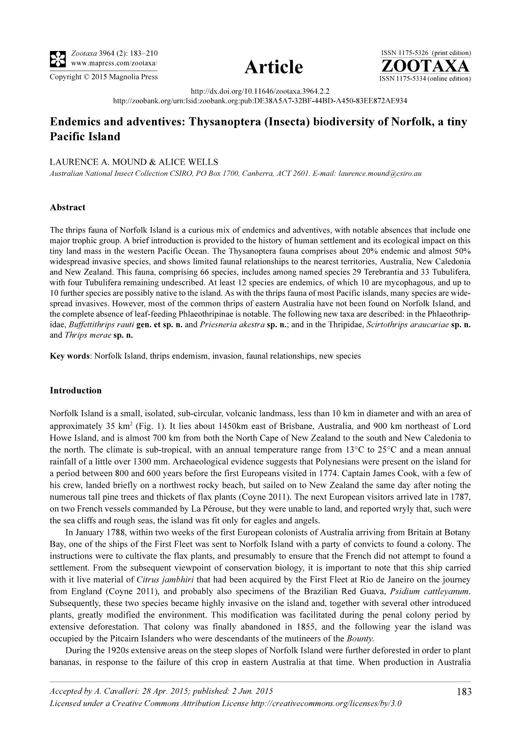 Thysanoptera (Insecta) Biodiversity of Norfolk, a Tiny Pacific Island