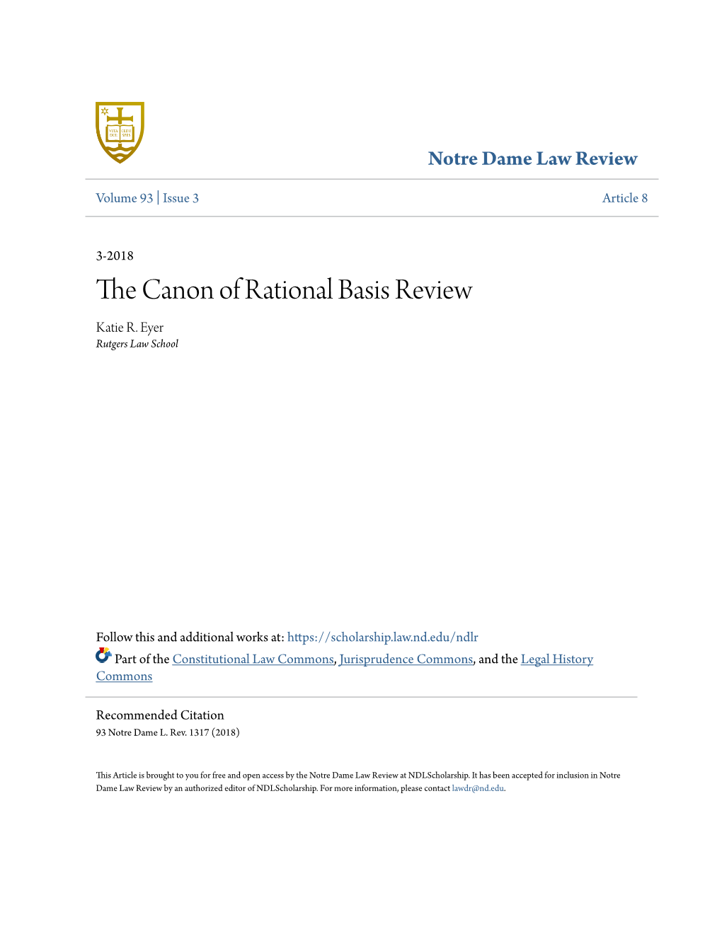 The Canon of Rational Basis Review