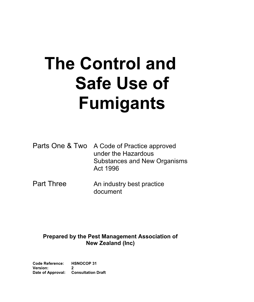 Fumigants Code For Consultation