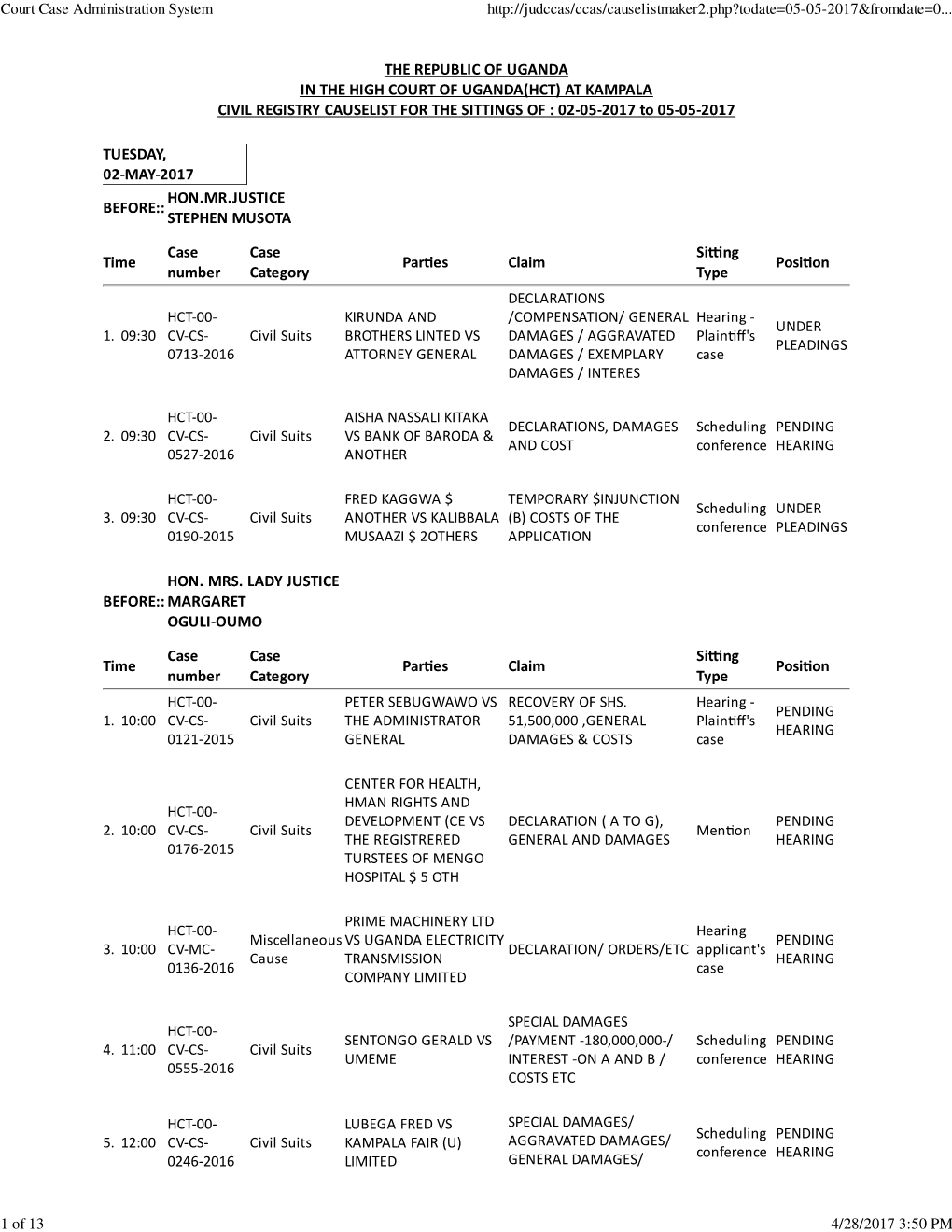 Court Case Administration System