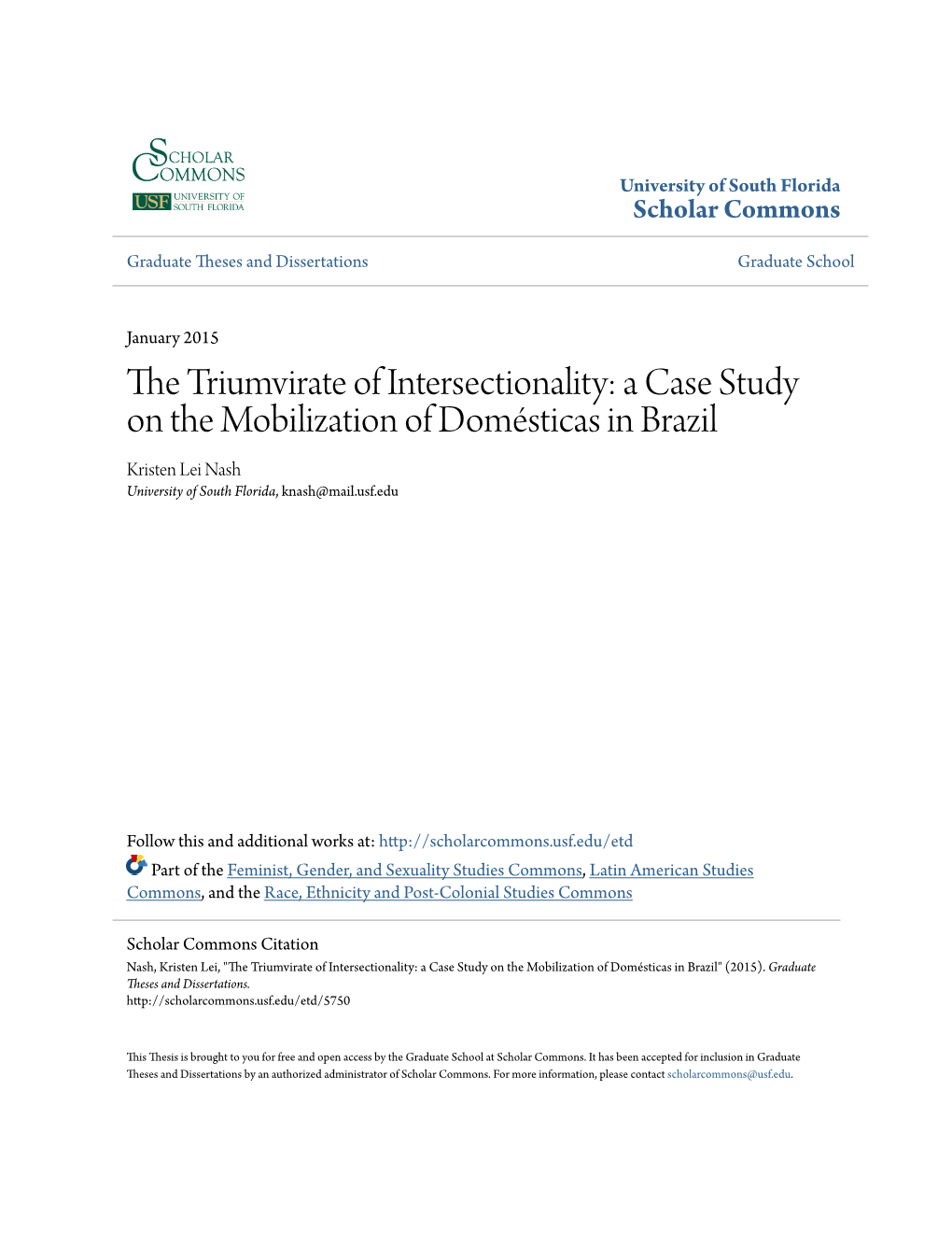 The Triumvirate of Intersectionality: a Case Study on the Mobilization of Domésticas in Brazil