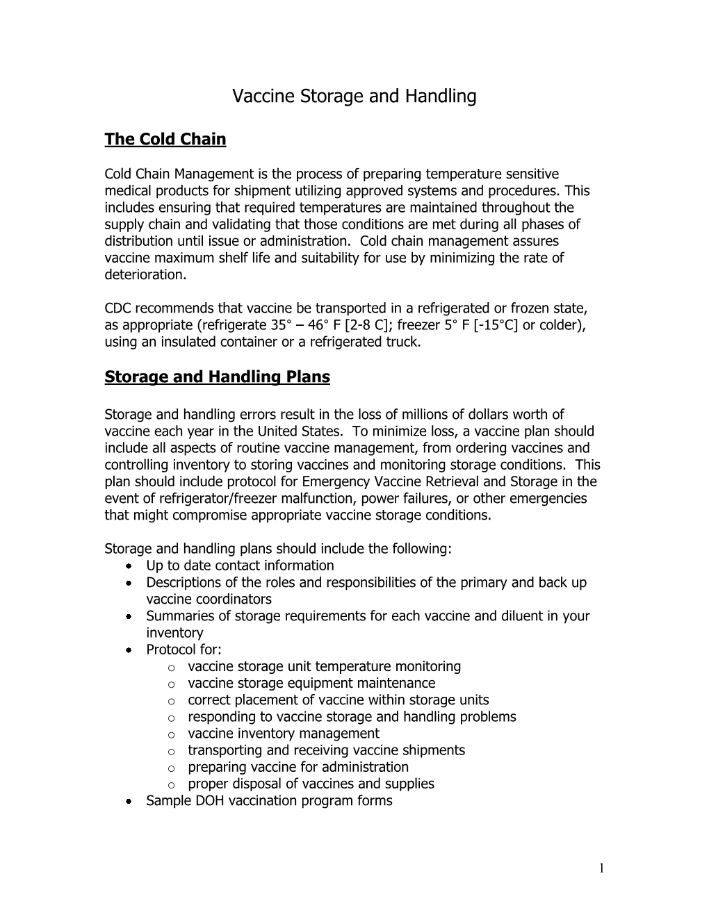 Vaccine Storage and Handling