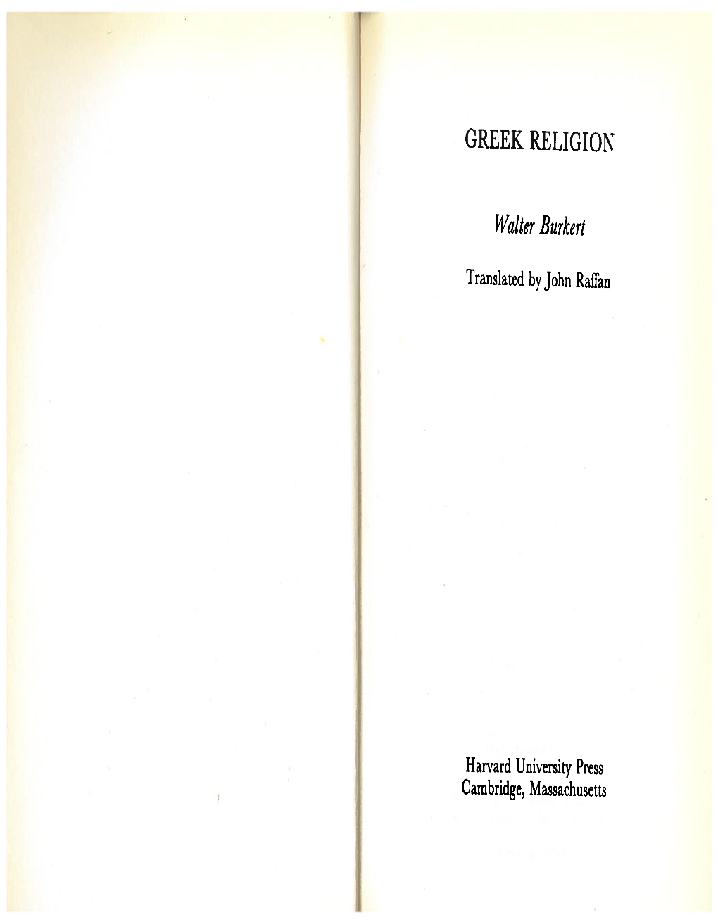 GREEK RELIGION Walter Burkert