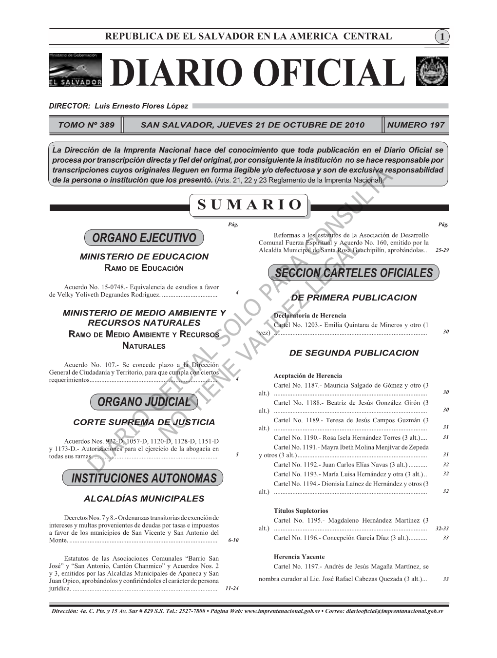 Diario Ofi Cial Sumario