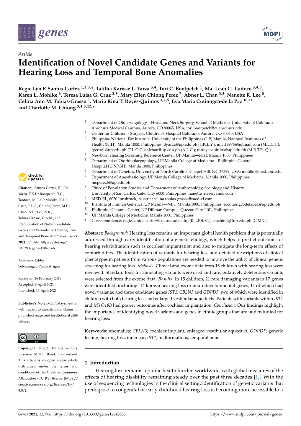 Identification of Novel Candidate Genes and Variants for Hearing