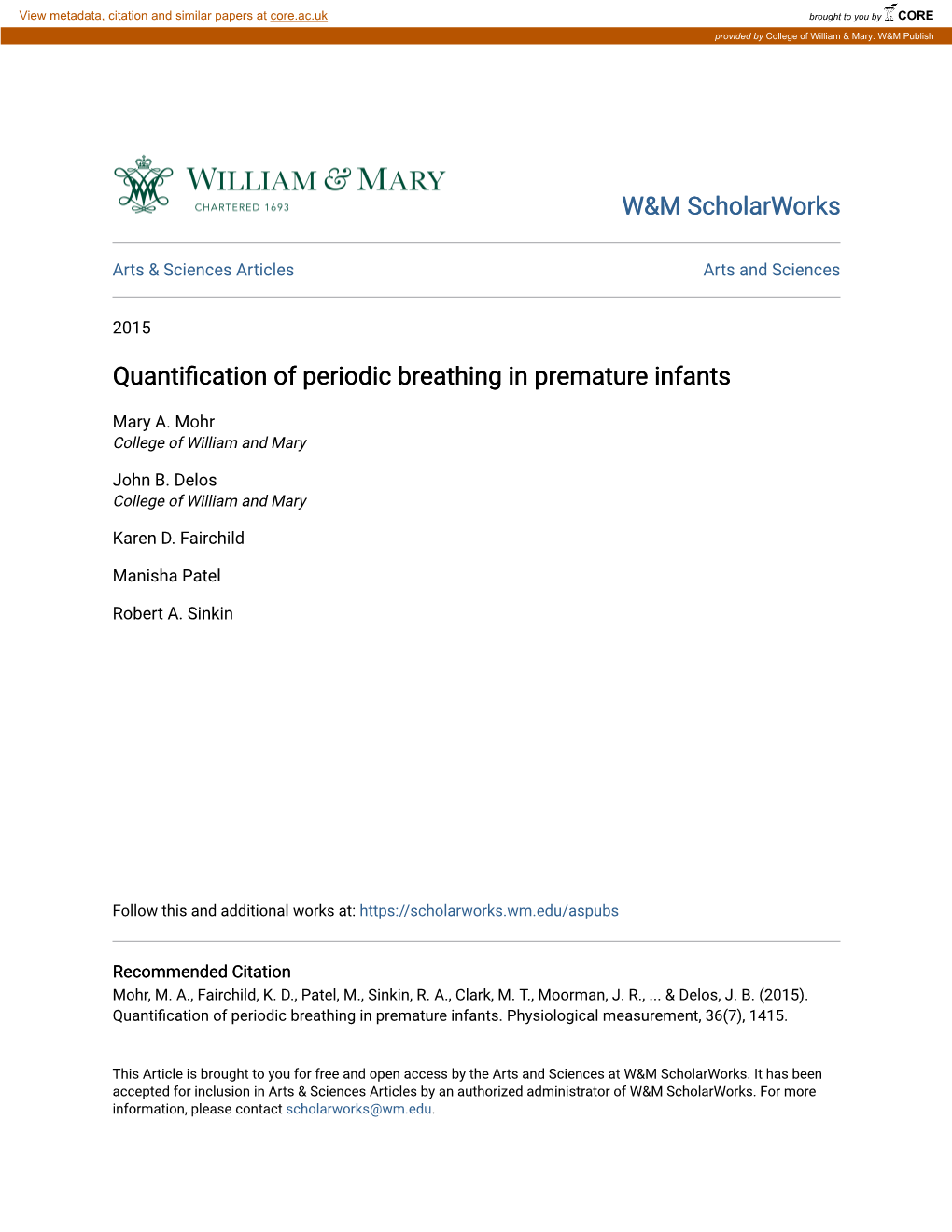 Quantification of Periodic Breathing in Premature Infants