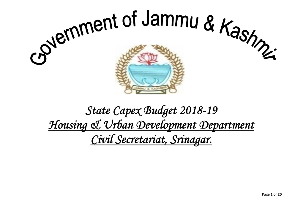 Write up State Capex Budget 2018-19