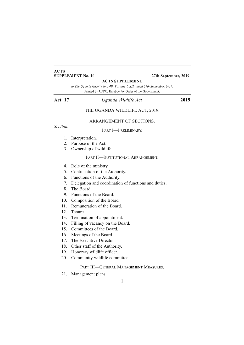 Wildlife Act, 2019 -Gazetted Version.Pdf