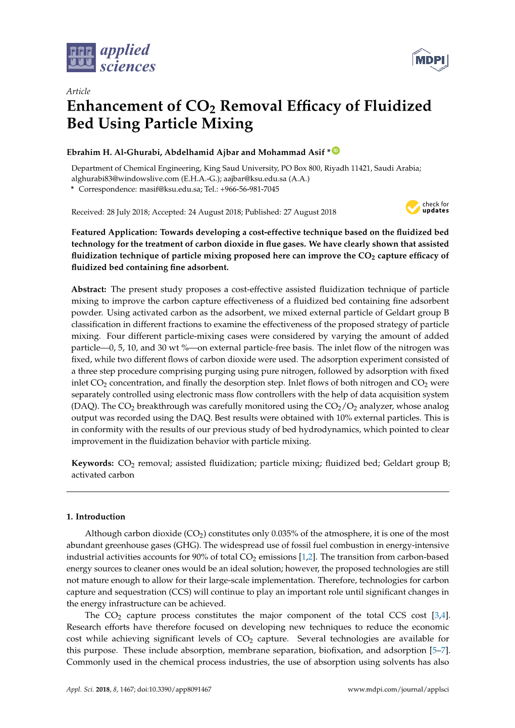 Enhancement of CO2 Removal Efficacy of Fluidized Bed Using