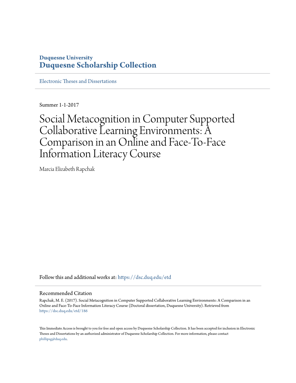 Social Metacognition in Computer Supported Collaborative Learning