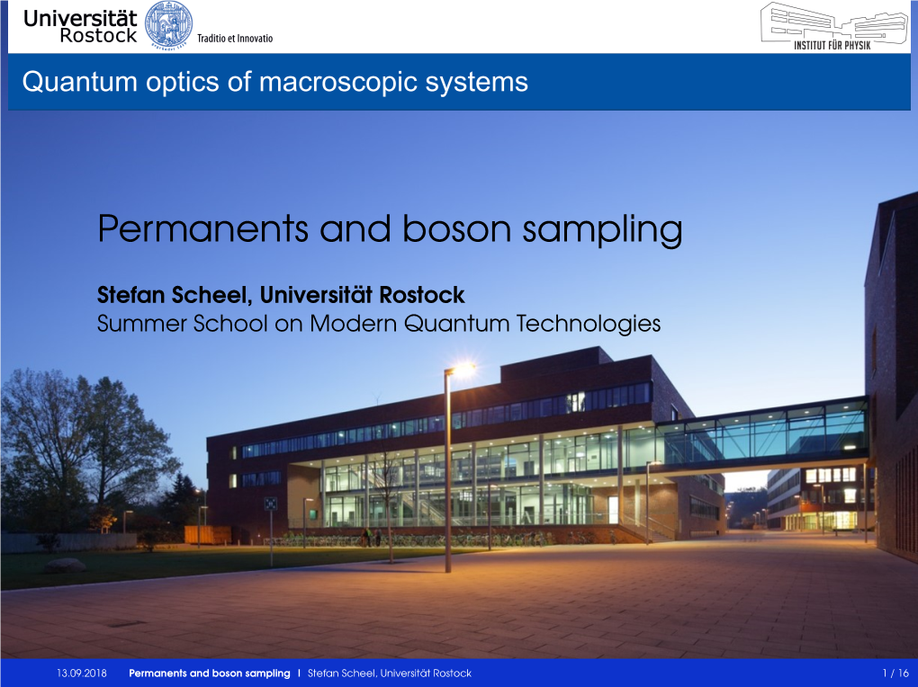 Permanents and Boson Sampling