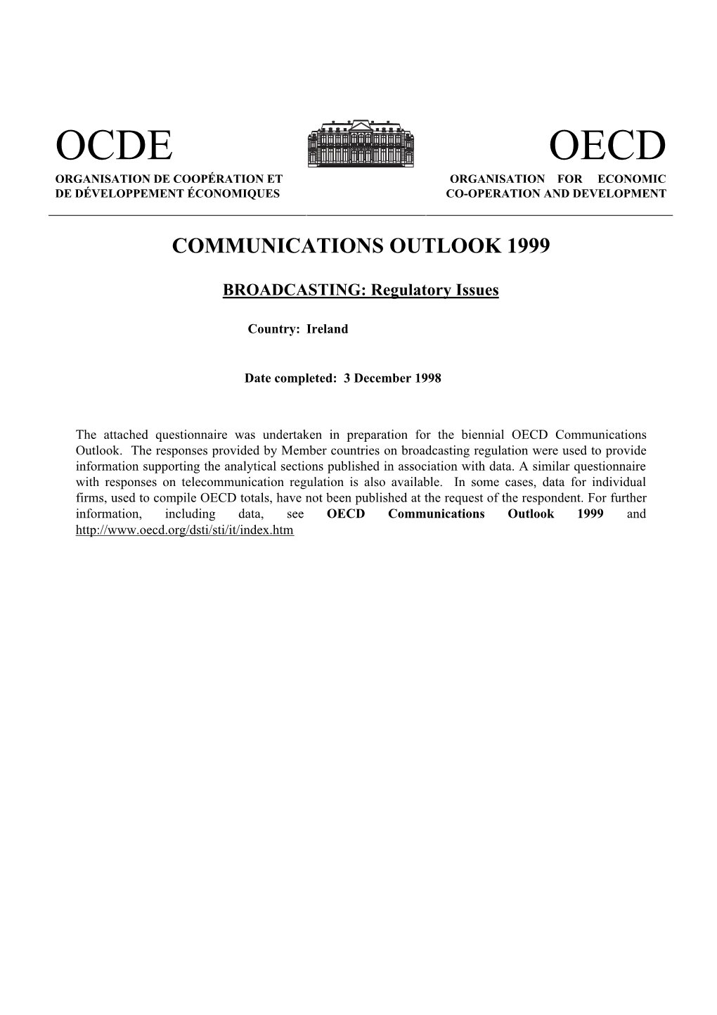 Ocde Oecd Organisation De Coopération Et Organisation for Economic De Développement Économiques Co-Operation and Development