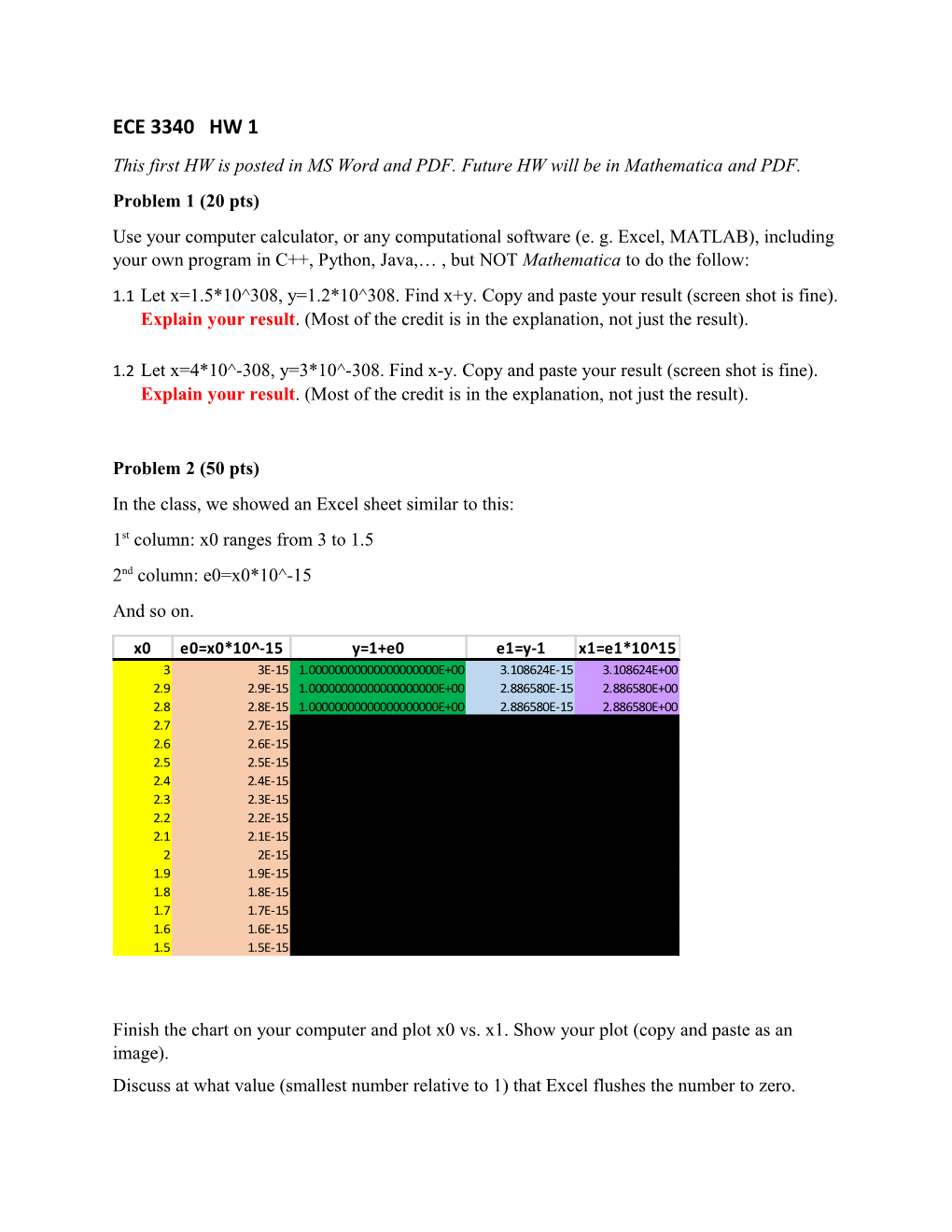 This First HW Is Posted in MS Word and PDF. Future HW Will Be in Mathematica and PDF