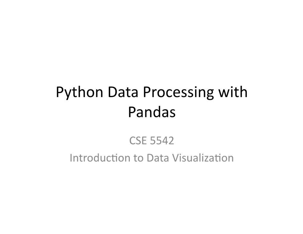 Python Data Processing with Pandas