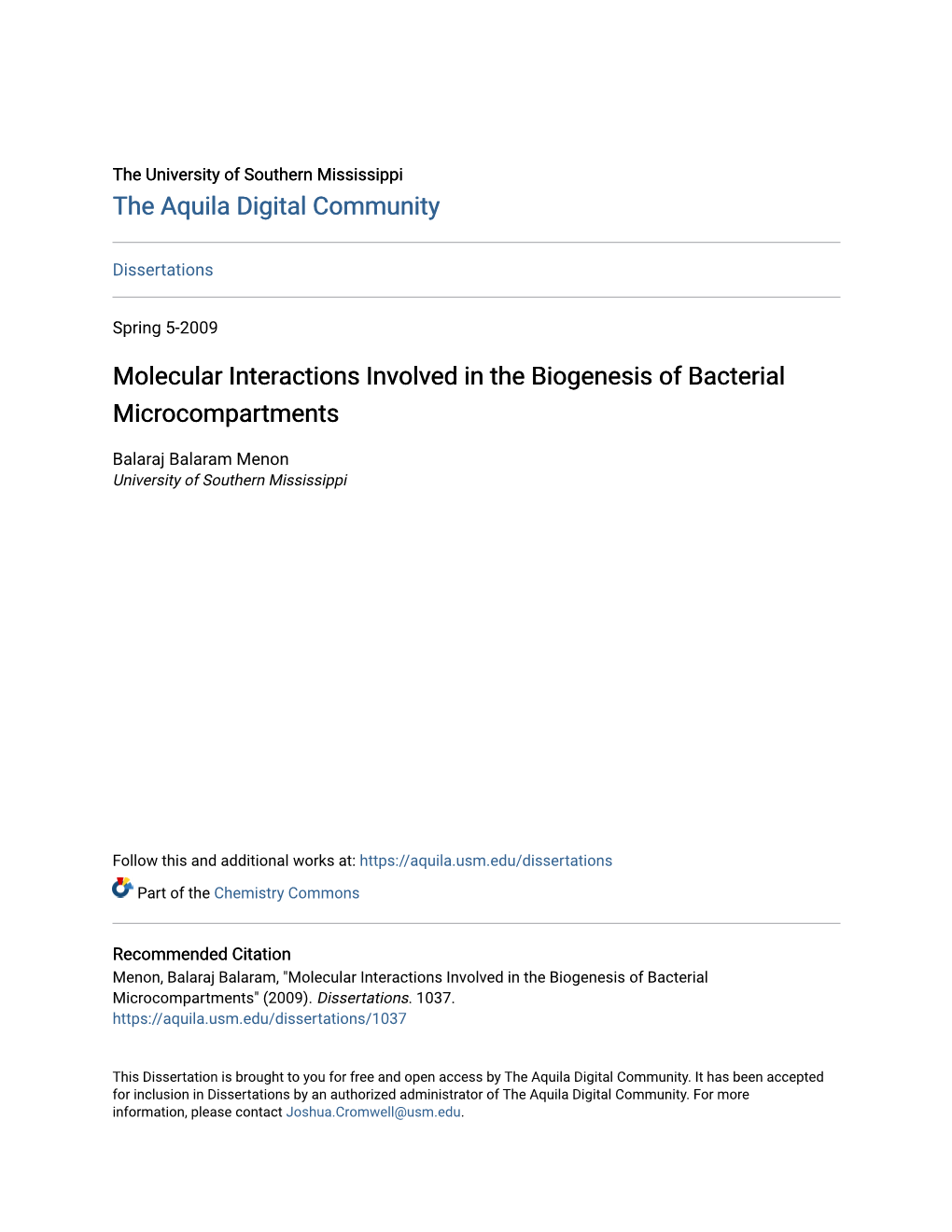 Molecular Interactions Involved in the Biogenesis of Bacterial Microcompartments