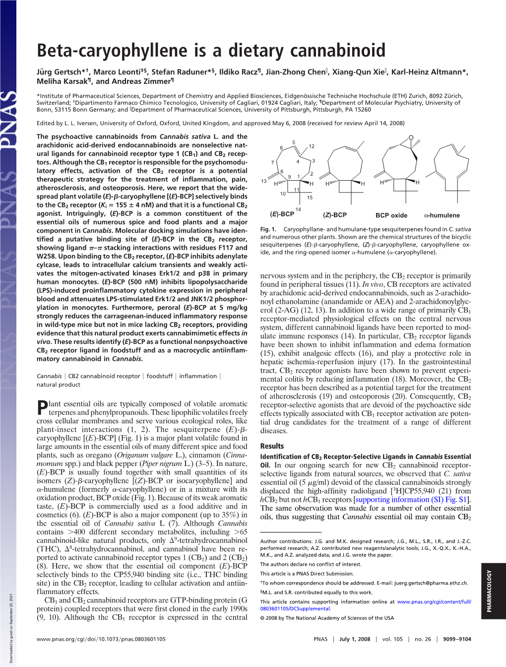 Beta-Caryophyllene Is a Dietary Cannabinoid